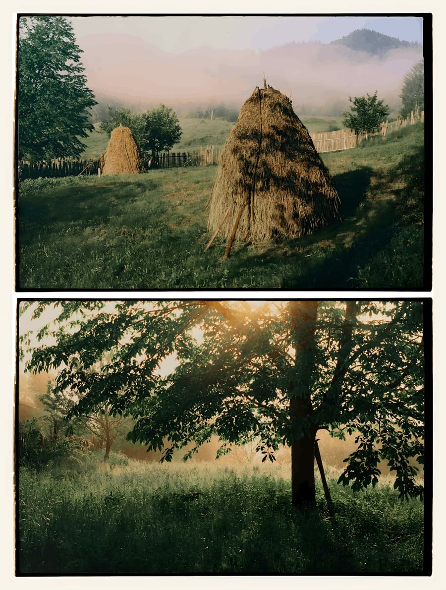 Haystacks at Dusk